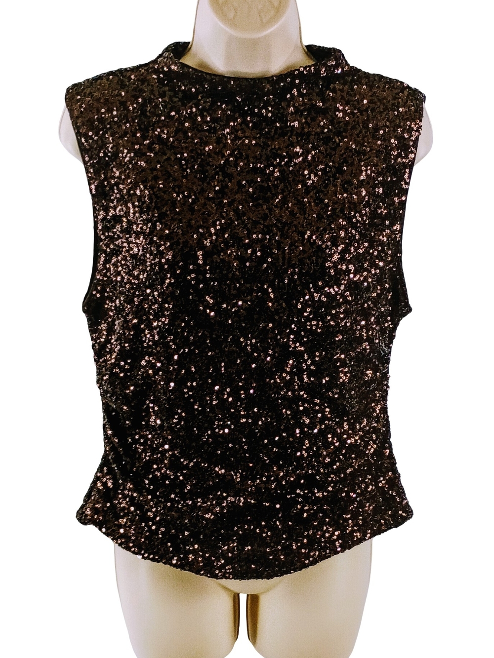 H&M Chocolate Brown Sequin Sleeveless Top